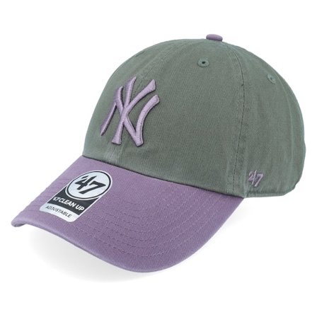 47 Brand - MLB Verde unconstructed Cappellino - New York Yankees Two Tone Clean Up Moss/Lilac Dad Cap @ Hatstore