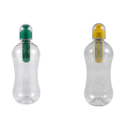 2024 2 st 550ml Utomhus Vattenflaska med Filter, Grön & Gul
