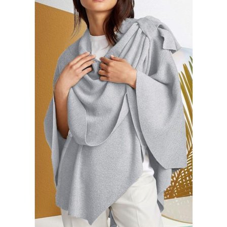 Dame Poncho Tørklæde Cashmere Følelse Strikket Cape Cardigan, Gave