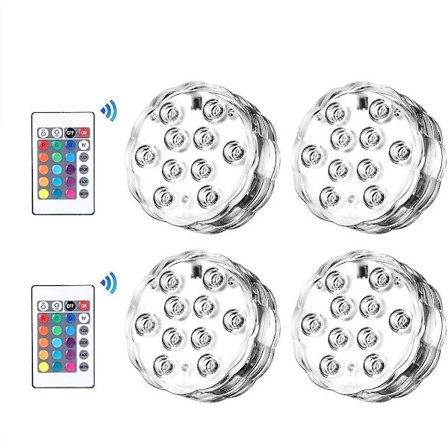 Nedsänkbar LED-lampa, vattentät RGB flerfärgad med fjärrkontroller, IP68 undervattenslampor