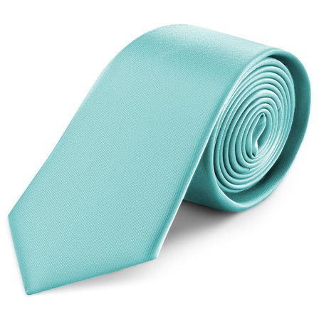 8 cm Baby Blue Satin Tie for Men - Solid color neckties