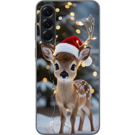 Kompatibel Mobilcover til Samsung Galaxy A56 Sød rensdyr med nissehue og lyskæde jule rensdyr sød vinter festlig kawaii ferie snehygge kunst