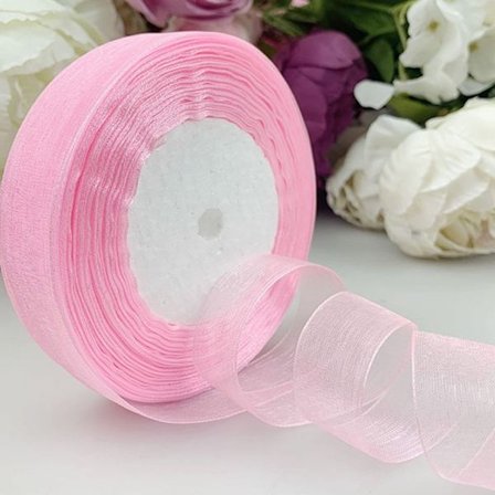 45M*2cm Sheer Chiffon Bånd Organza Blondebånd PINK