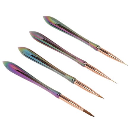 (pow yeah!) 4 stk. Neglekunst Penselsæt Syntetisk Blødt Hår Professionel Negleforlængelse Akrylnegle med Fine Liner Pensler