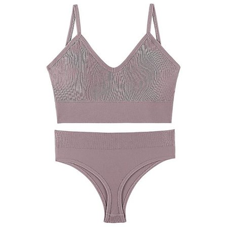 Underkläder Dam Små Bröst Samlas Tunn Utan Stålring Stor Storlek Sport Linne Fransk Triangel Kup BH Set