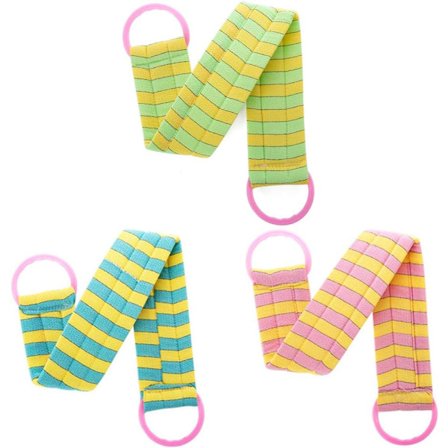 3 stk Luffa Eksfolierende Rygg Skrubber Ryggvasker Badbørste Kroppssvamper Luffa med Ryggstropp for Menn og Kvinner