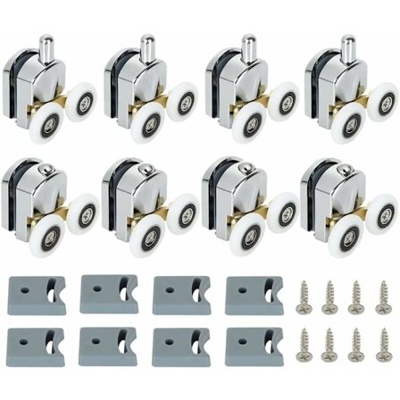 8-pack duschdörrrullar 23 mm skjutdörrrullar dubbla hjul för duschkabin 4 övre och 4 nedre