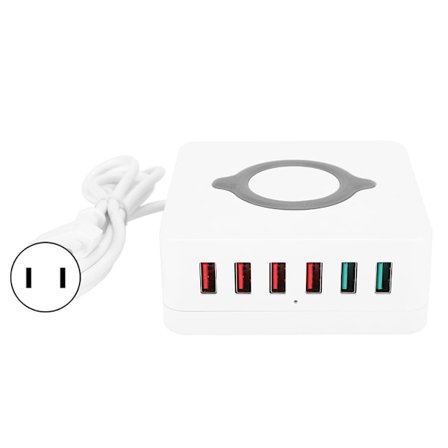 6-porters USB intelligent mobiltelefon 5V7A+7A dobbel QC3.0 hurtiglader 110-240VUS-plugg