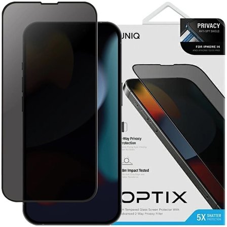 UNIQ Optix Privacy Tempered Glass for iPhone 14/13/13 Pro med applikator