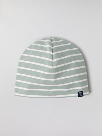 Polarn O. Pyret - Striped jersey beanie - 52 - 54 - Childrenswear - grey