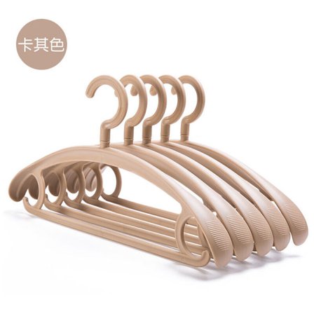 10 stk. kraftige plastikbøjler, 25 lbs kapacitet, drejelig krog, tøjstativ, bred skulder, tyk skridsikker bøjle (Khaki)