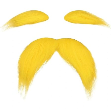 Halloween gult skæg og øjenbryn falsk skæg, egnet til børn og voksne, rollespil Halloween kostume tilbehør