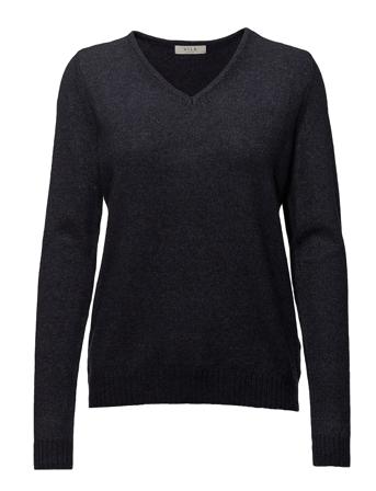 Viril V-Neck L/S Knit Top Pullover Svart Vila