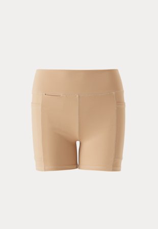 Bubbleroom - Pocket Biker Shorts - Beige - Kläder