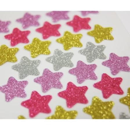 Mini-stjärnklistermärken - Rosa - Barn - Från 5 år - Blandat - Glitter - 28 klistermärken på 1,8 cm