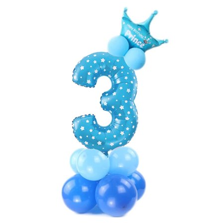Ballonsæt Cifre Stående Blå "0-9" Ciffer 3