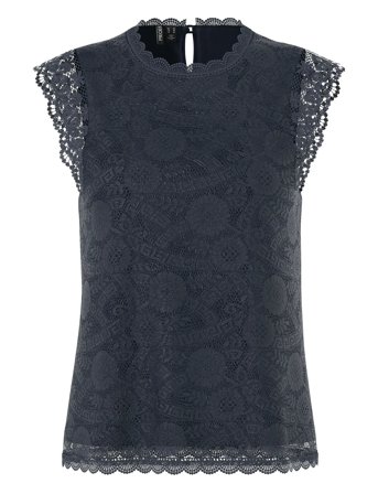 Pcolline Sl Lace Top Wvn Noos Black Pieces