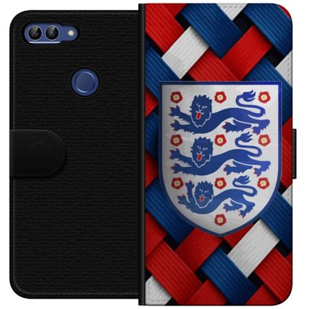 Yhteensopiva Lompakkokotelo Huawei Huawei P smart Graafinen Englanti-aihe heraldisilla leijonilla ja punaisella, valkoisella ja sinisellä punotulla k