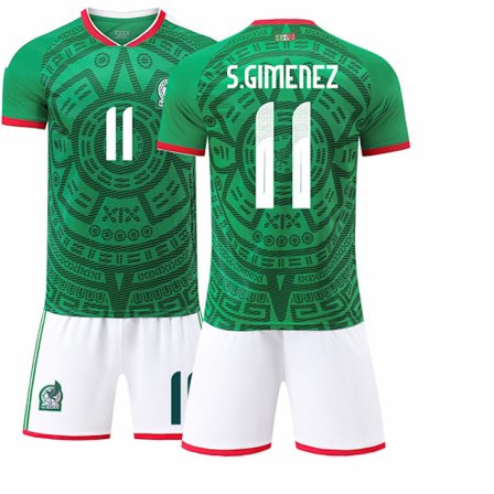 2025–2026 Mexico VM Hjemme Barn Voksen Fotballdrakt Sett Nr.14 Nr.16 Nr.9 Raúl Nr.22 Lozano Grønn