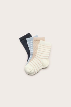 Newbie | Mönstrade strumpor 4-pack | Offwhite