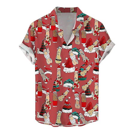 Herre Skjorter med Knapper Sjove Trykte Hawaiianske Strandtoppe Nyhed Grim Gave