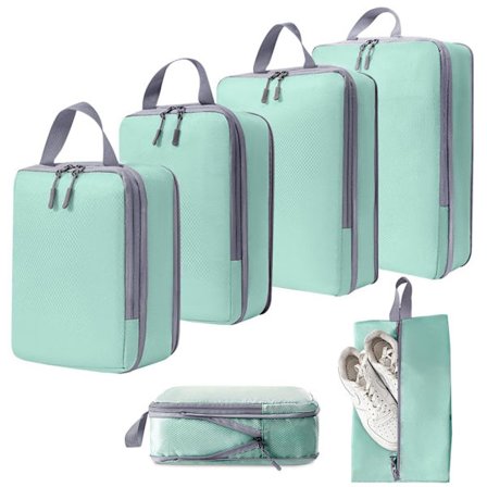 Koffert Organizer Kompresjonspakningsposer - 6-delt Pakkekuber Kompresjonskoffert Organizer, Pakkekuber Reisearrangørsett