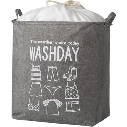 Stor Vaskeromskurv, 75L Sammenleggbar Vaskeromskurv, Trekkstreng Vaskeromskurv, Skittentøypose Reise Skittentøy Hjem