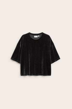 Kappahl | Bluza z krótkimi rękawami, z aksamitu | Czarne