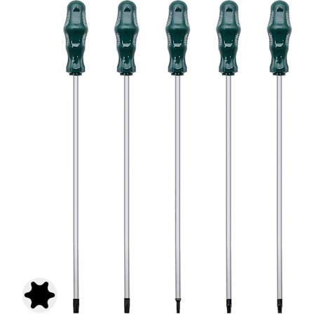 Ekstra Langt Torx Skrutrekkersett, 5 stk 12in Magnetisk Torx Skrutrekkersett, T15 - T30 (t15, t20, t25, t27, t30) Magnetisk Torx Skrutrekker Stjerne 