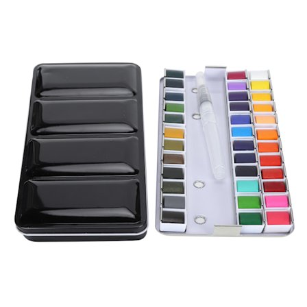 Vannfarge Maling Bærbar Lys Farge Vannfarge Pigment Sett Maling Tilbehør med Boks 36 Farger