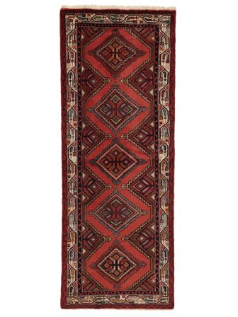 75X199 Tapis D'orient Hamadan De Couloir Noir/Rouge Foncé (Laine, Perse)