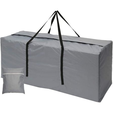 Suuri ulkosäilytyskassi, puutarhakassi vedenpitävillä kahvoilla, 210D Oxford (173 x 76 x 51 cm, harmaa)