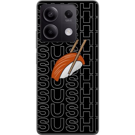 Kompatibel Mobilcover til Xiaomi Xiaomi Redmi Note 13 Sushi typografi plakat med sushistykker og spisepinde modern grafisk design på sort baggrund pe