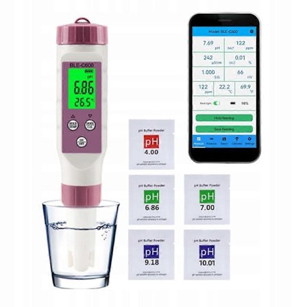 7 in 1 pH Ec Tds Orp Sg Bluetooth-mittaukset vedenlaatumittari