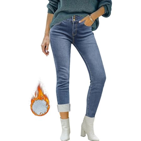 Fleecefodrade jeans vintertermiska skinny denim och jeggings