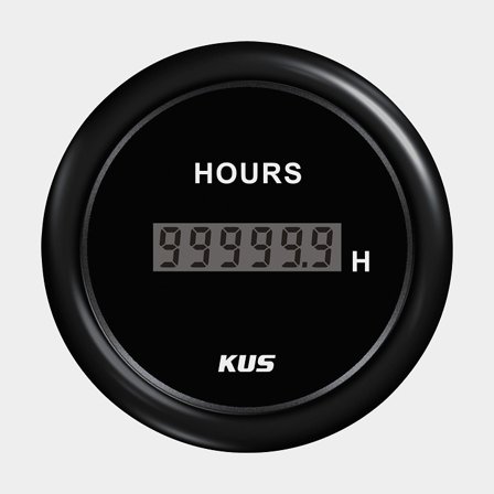 Digitální počítadlo motohodin KUS, nezamlžující se, Ø52 mm, 12 V / 24 V, černé