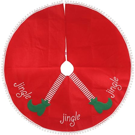 Röda julgransmatta rund julgransöverdrag Elf Jingle P