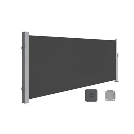 Rootz-sivumarkiisi - Sisäänvedettävä varjostin - Teräslaatikko - Ruosteenkestävä - Jatkettava - Antrasiitti - 140cm x 300cm - 6,4kg