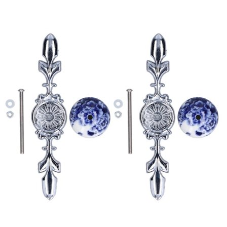 2 stk/sett Keramisk skaphåndtak Moderne enkel stil Håndmalt keramisk skap knotter1060D Peony Blå og hvit porselen