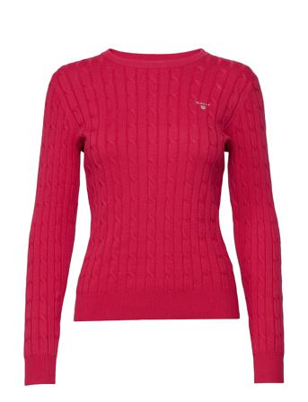Stretch Cotton Cable C-Neck Pullover Striktrøje Rød GANT