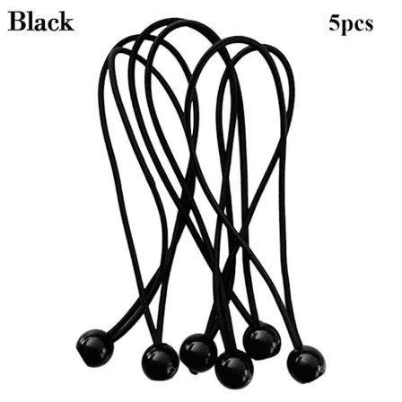 5 stk. Elastisk tau med kule, strikk BLACK