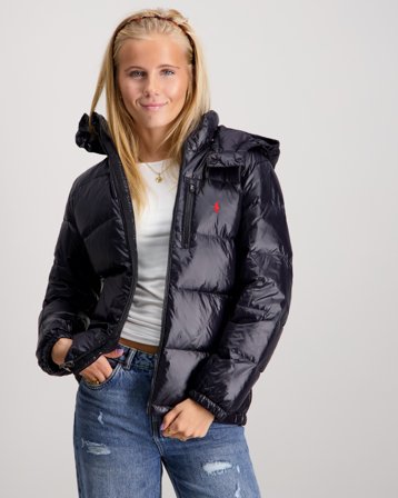 Polo Ralph Lauren Glossed Down Hooded Jacket Sort Jakker Pige - Kids Brand Store