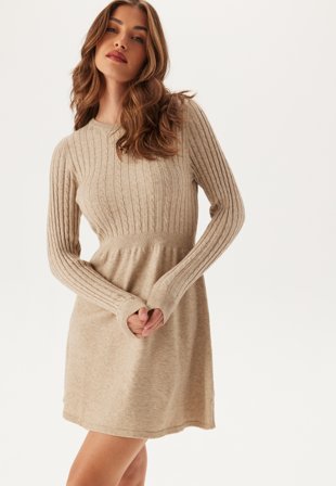 ONLY - Onlfia Ls Cable Dress Nca Knt - Weathered Teak/Melange - Kläder - - Bubbleroom