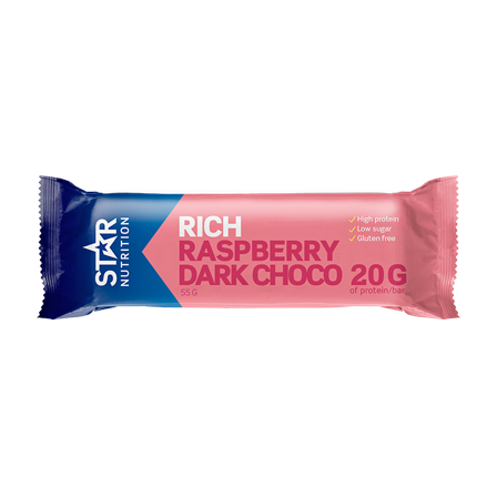 Proteinbars Star Nutrition Proteinbar 55 g, Raspberry Dark Chocolate (NEW) - Bodyman.dk