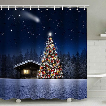 Joulu Suihkuverho Poro Joulupukki 180 X 180 cm Kylpyverho Polyesterikangas Homeenkestävä Vedenpitävä Pestävä Kylpyhuoneverho 12 Hakasella