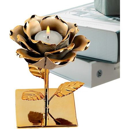 Keramisk Lysestage, Realistisk Rose Blomsterlys Midterstykke til Romantisk Middagsbordsindretning, Bryllupsdag Boligdekoration