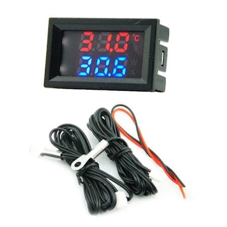 Temperaturmåler Dobbelt Digital Display Termometer 4-28v Temperatursensor Sonde Detektor Spændingsmåler Bruges Til Bil A_tfrf
