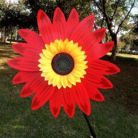 Rød Vindmølle Blomst Solsikke Dekorativ Barn Balkong Terrasse Hage Pinnar Høyde 70cm