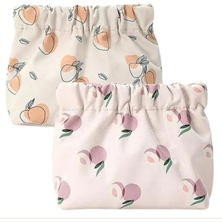 2-pakning liten sminkeveske kompatibel med veske, mini vanntett selvlukkende veske, uten glidelås, kompatibel med kvinner og jenter