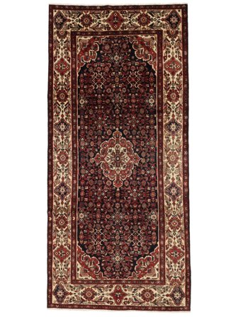 Bakhtiar Teppe Håndknyttet 157X335 Svart/Mørk Rød Persia